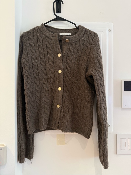 Abercrombie & Fitch Sweaters - Abercrombie & Fitch Brown Cable Knit Cardigan with Gold Buttons